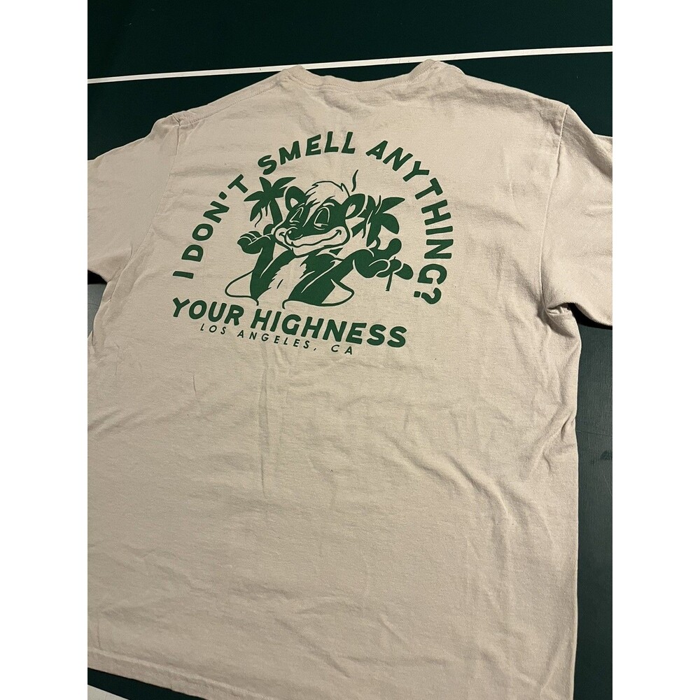 Men’s Your Highness Los Angeles Skunk SS  T-Shirt Tee LARGE Tan 420 Funny LA
